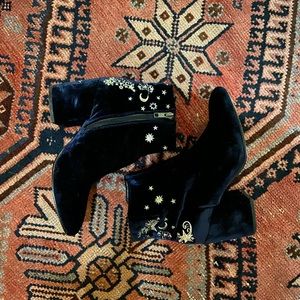 Midnight Celestial Velvet Booties